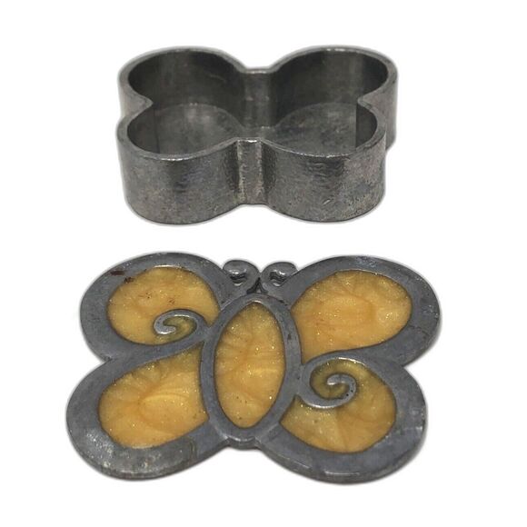 Hand Crafted Butterfly Trinket Stash Box Pewter & Stained Glass Made In USA Boho - Picture 3 of 8